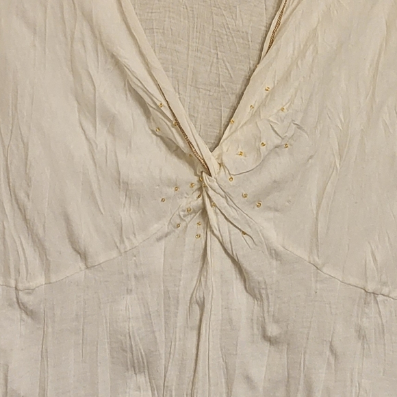 Olsen. Sleeveless v-neck jersey blouse. Cream. Med. - Picture 6 of 6